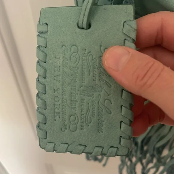 POLO RALPH LAUREN blue BOHO FRINGE LEATHER FESTIVAL CROSSBODY BAG - Picture 7 of 9